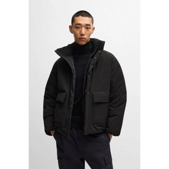 HUGO Water-repellent Jacket with Chamberless Padding- Black Men's Jackets Size L - Picture 2 of 4